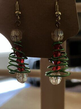 Handcrafted Christmas Tree Earrings